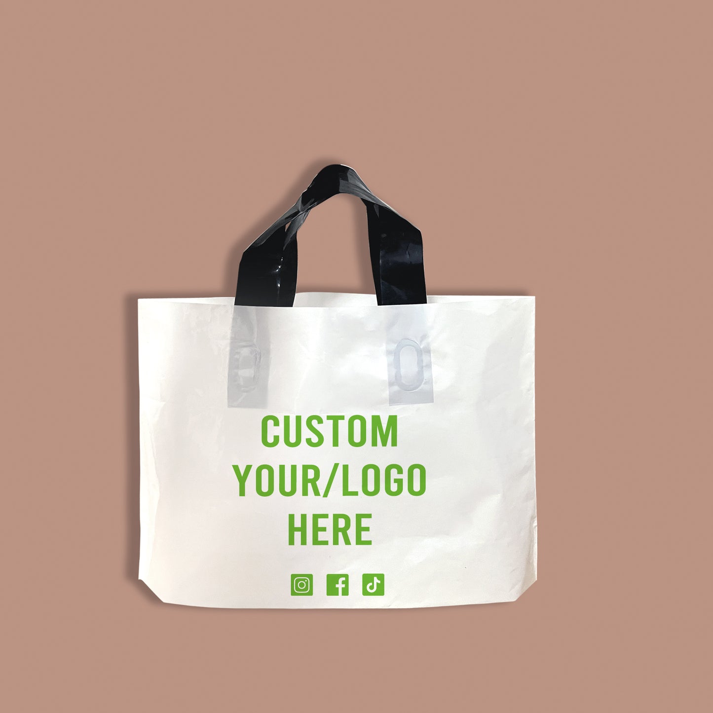 Custom Handle Plastic Merchandise Bags Shopping Bags | Recyable | One Color Printing