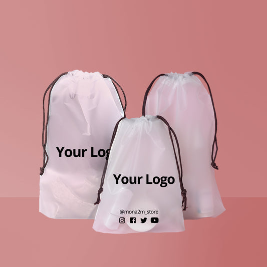 Custom Drawstring Bag Frosted Clear Bag | Recyable | One Color Printing