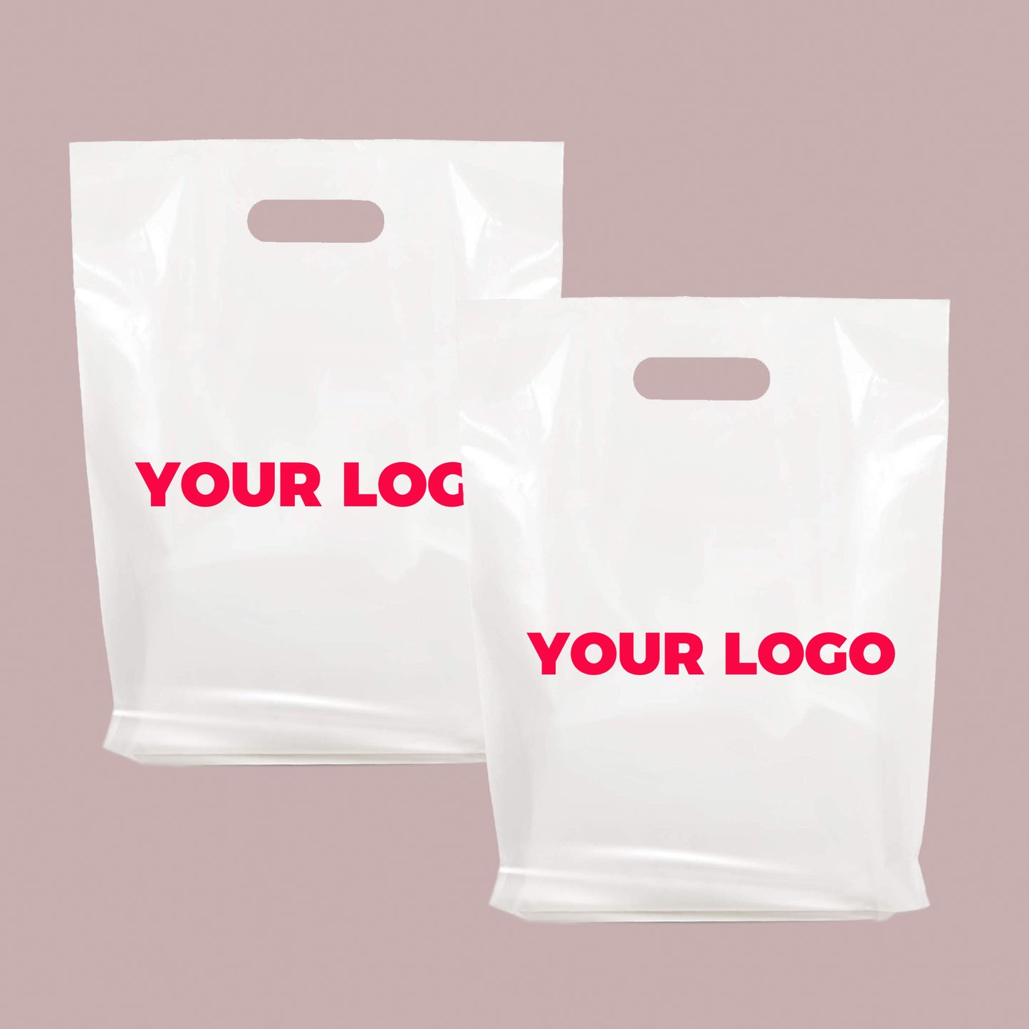 Custom Plastic Merchandise Bags Die Cut Shopping bags | Recyable | One Color Printing