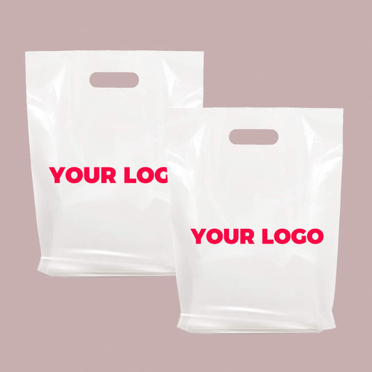 Custom Plastic Merchandise Bags Die Cut Shopping bags | Recyable | One Color Printing