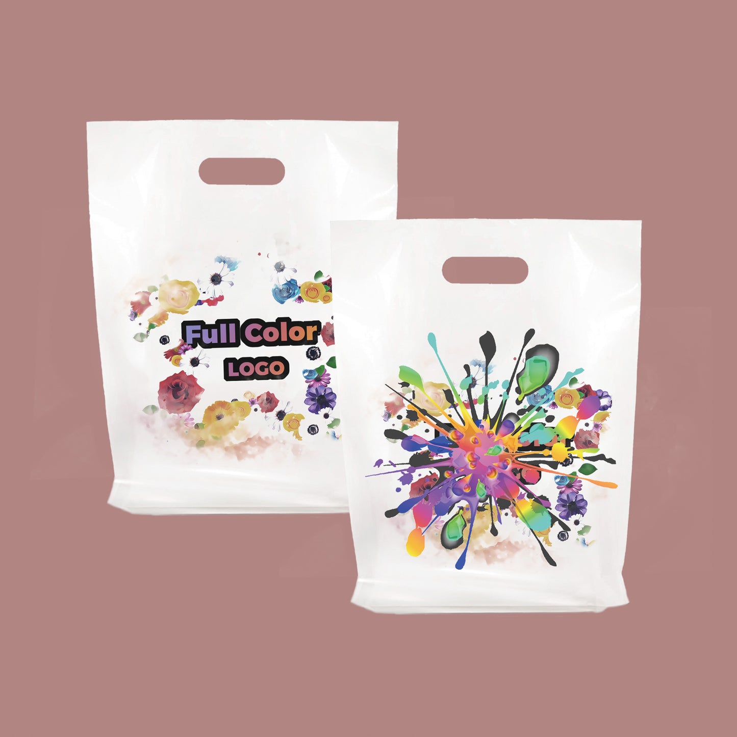 Custom Plastic Merchandise Bags Die Cut Shopping bags | Recyable | Full Colors Printing