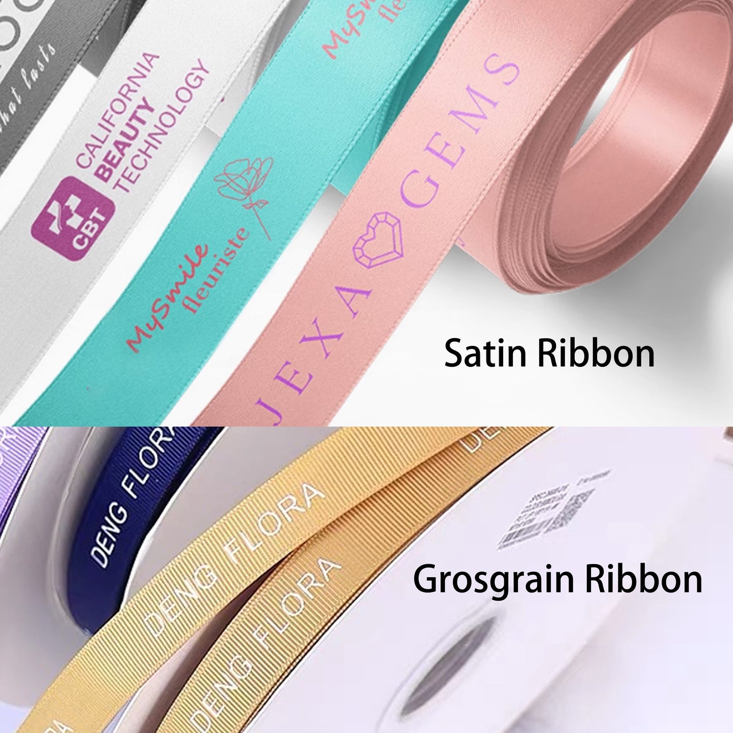 100Yards Custom Satin Ribbon Grosgrain Ribbon | More Colors Printing