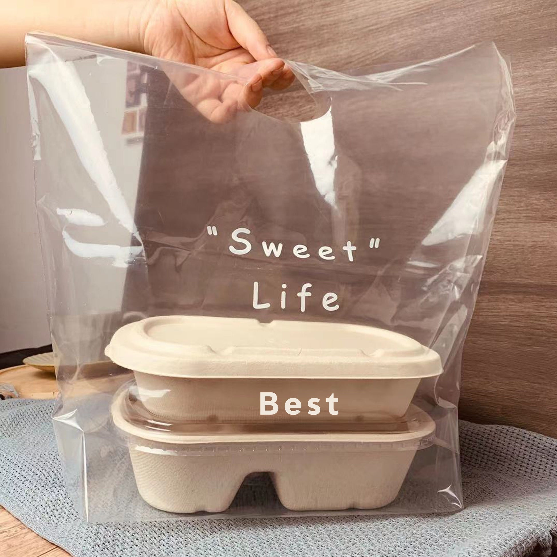 50-1000Pcs Custom Clear Shopping Bags with Logo for Boutique Custom Plastic Gift Bags with Logo Custom Merchandise Bags for Business
