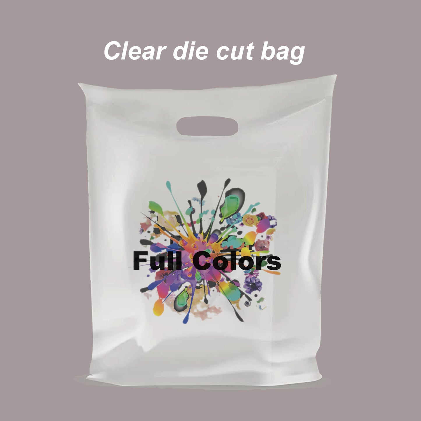 Custom Clear Plastic Merchandise Bags Die Cut Shopping bags | Recyable | Full Colors Printing