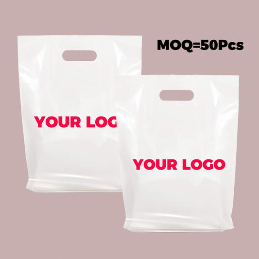 50-1000Pcs Custom Shopping Bags with Logo for Boutique Custom Plastic Gift Bags with Logo Custom Merchandise Bags with Logo for Business