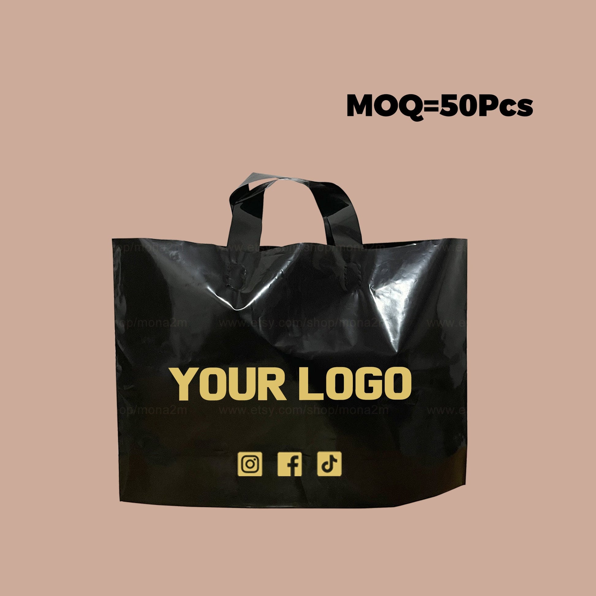 50-1000Pcs Custom Shopping Bags with handle for Boutique Custom Plastic Shopping Bags Merchandise Bags with Logo for Business