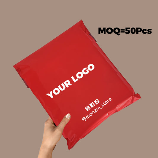 50-1000Pcs Red Custom Poly Mailers Adhesive Self Sealing Shipping Bags Extremely Light Weight with One Color Logo Custom Postage Bag