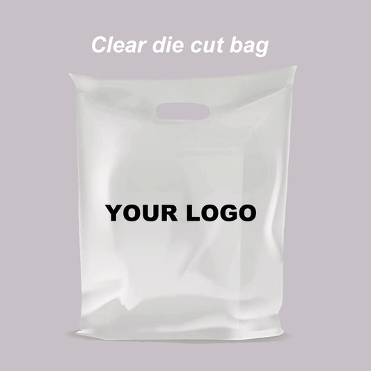 50-1000Pcs Custom Clear Shopping Bags with Logo for Boutique Custom Plastic Gift Bags with Logo Custom Merchandise Bags for Business