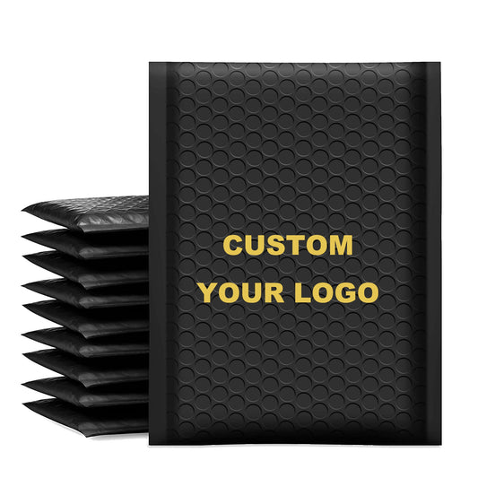 Custom Bubble Mailers Premium Matt Black Packaging Bags Bubble Mailers with One Color Printing