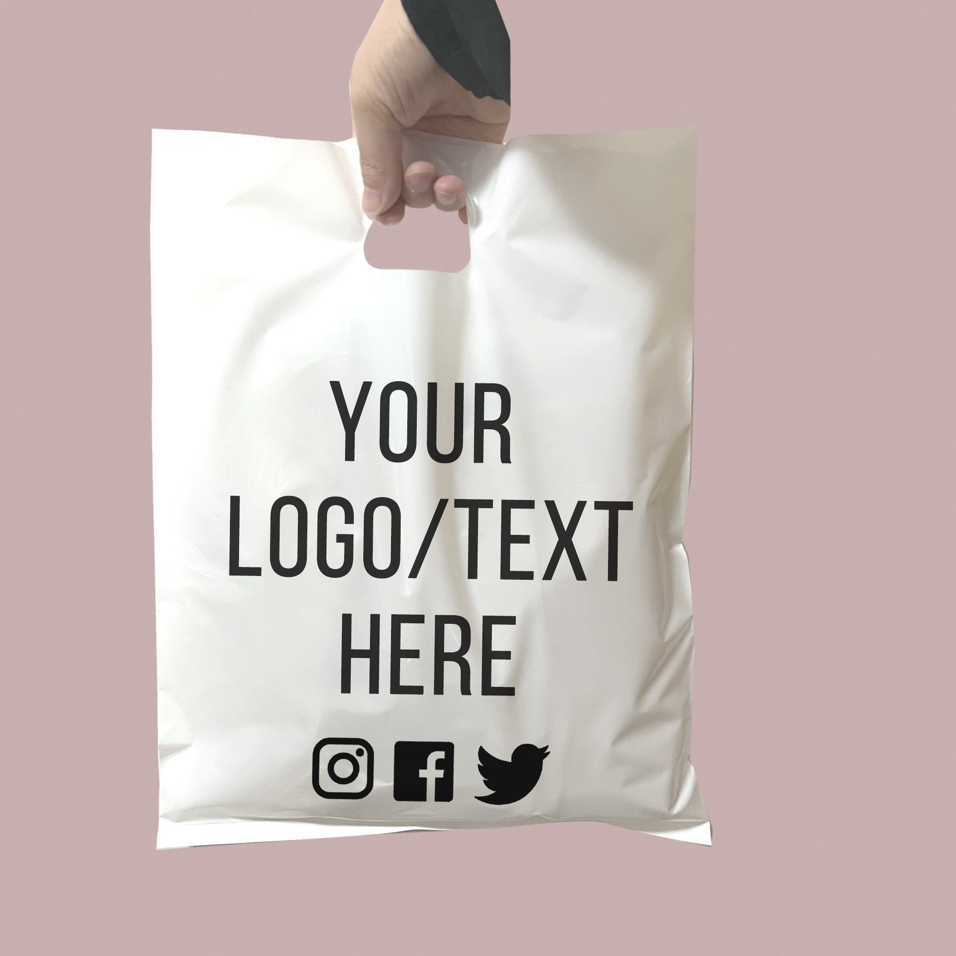 50-1000Pcs Custom Shopping Bags with Logo for Boutique Custom Plastic Gift Bags with Logo Custom Merchandise Bags with Logo for Business