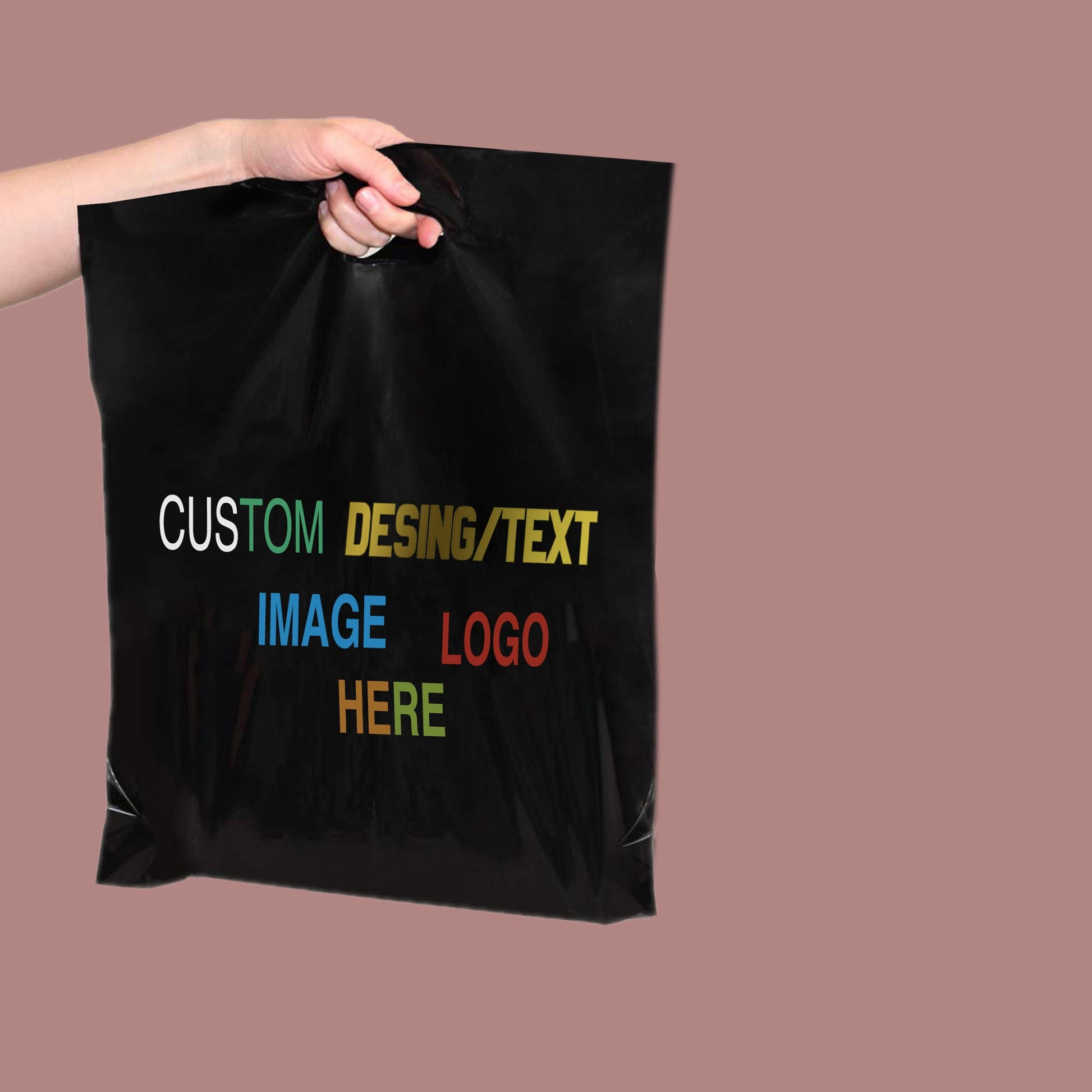 Custom Shopping Bags with Full Colors Logo for Business Boutique Personalized Plastic Bags with Logo Custom Merchandise Bags