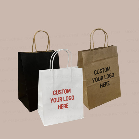 Custom Logo kraft Paper Bags Gift Bags Eco Friendly Shopping bags with Handle Clothes Merchandise Bag Retail Bag Party Wedding Bag